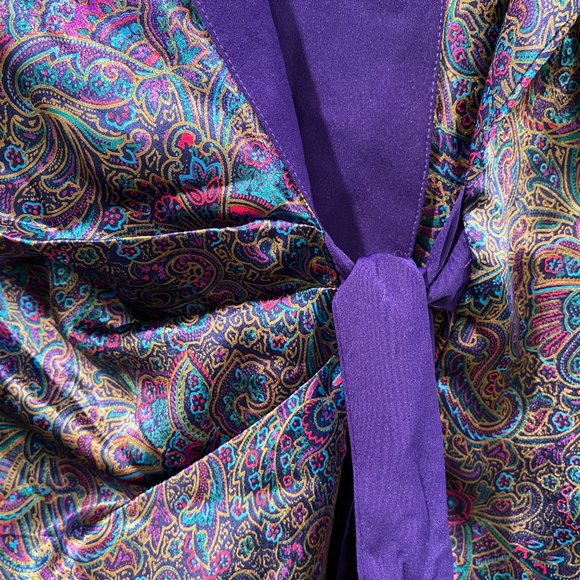 Vintage Victoria's Secret Royal Purple Satin Paisley Robe - Picture 4 of 15